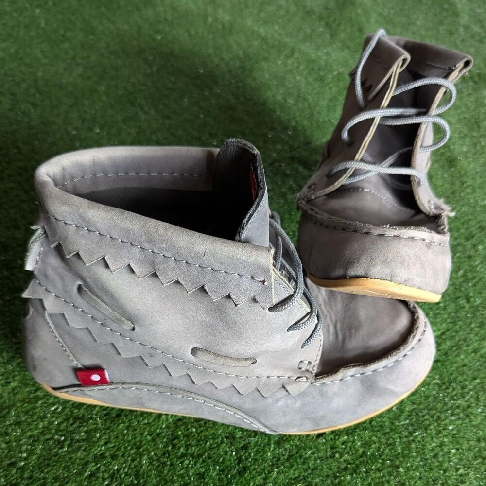 Oliberte Leather Ankle Moccasins Women's 7.5 Made In Ethiopia Africa Grey Boots